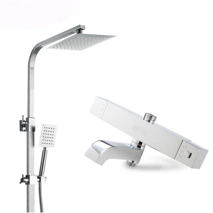 Cây sen tắm, sen cây vuông nhiệt độ Gobe SC-4235 chất liệu hợp kim đồng đánh bóng, thiết kế hiện đại, bền bỉ, BH 5 năm