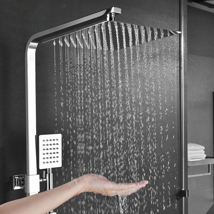 Cây sen tắm, sen cây vuông nhiệt độ Gobe SC-4235 chất liệu hợp kim đồng đánh bóng, thiết kế hiện đại, bền bỉ, BH 5 năm