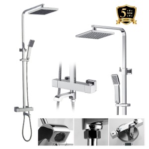Cây sen tắm, sen cây vuông nhiệt độ Gobe SC-4235 chất liệu hợp kim đồng đánh bóng, thiết kế hiện đại, bền bỉ, BH 5 năm