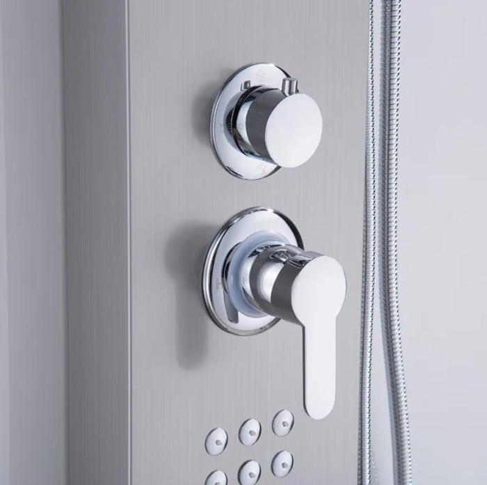 Bộ sen cây nóng lạnh Aurela SC-4525 thiết kế phun mưa đa điểm hiện đại, sang trọng cho phòng tắm.