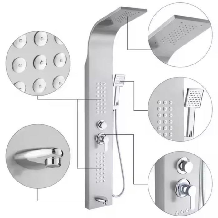 Bộ sen cây nóng lạnh Aurela SC-4525 thiết kế phun mưa đa điểm hiện đại, sang trọng cho phòng tắm.
