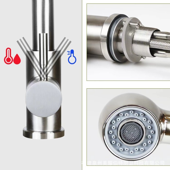 Vòi rửa bát dây rút VB-3170 Inox 304 – Xoay 360 độ Linh hoạt, bền đẹp cho mọi gian bếp.