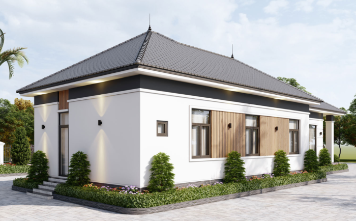 Mẫu nhà cấp 4 mái Nhật 5 phòng ngủ 8x24m – Giải pháp lý tưởng cho gia đình nhiều thế hệ