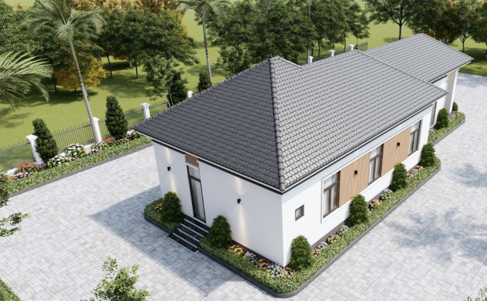 Mẫu nhà cấp 4 mái Nhật 5 phòng ngủ 8x24m – Giải pháp lý tưởng cho gia đình nhiều thế hệ