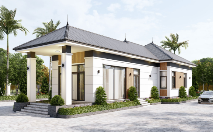 Mẫu nhà cấp 4 mái Nhật 5 phòng ngủ 8x24m – Giải pháp lý tưởng cho gia đình nhiều thế hệ