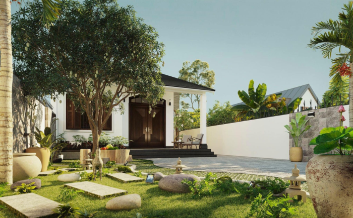 Mẫu nhà vườn cấp 4 – 4 phòng ngủ 225m² - Không gian sống hiện đại giữa thiên nhiên xanh mát