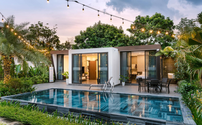 Mẫu Thiết Kế Villa 1 Tầng 2 Phòng Ngủ Có Bể Bơi – Không Gian Sống Chuẩn Resort Trong Diện Tích 60m²