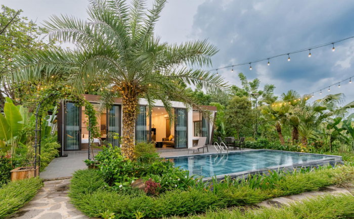 Mẫu Thiết Kế Villa 1 Tầng 2 Phòng Ngủ Có Bể Bơi – Không Gian Sống Chuẩn Resort Trong Diện Tích 60m²