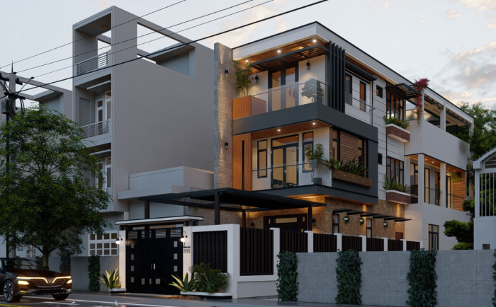 Mẫu nhà ống 3 tầng 2 mặt tiền 5x20m – Giải pháp tối ưu cho gia đình hiện đại