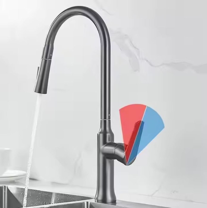 Vòi Rửa Bát Dây Rút Gobe VB-3235 Nóng Lạnh Đa Năng, Nâng Tầm Tiện Nghi Nhà Bếp.