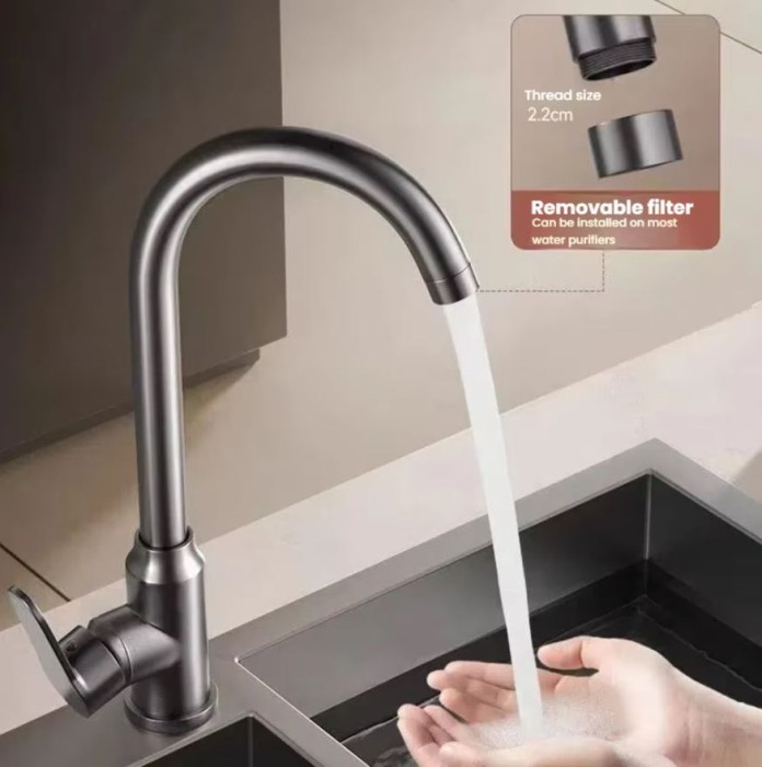 Vòi bồn rửa bát Gobe VB-3125 đúc đồng nguyên khối, mạ xi đen 7 lớp đen sang trọng,  siêu bền.