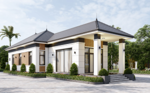 Mẫu nhà cấp 4 mái Nhật 5 phòng ngủ 8x24m – Giải pháp lý tưởng cho gia đình nhiều thế hệ
