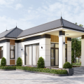 Mẫu nhà cấp 4 mái Nhật 5 phòng ngủ 8x24m – Giải pháp lý tưởng cho gia đình nhiều thế hệ