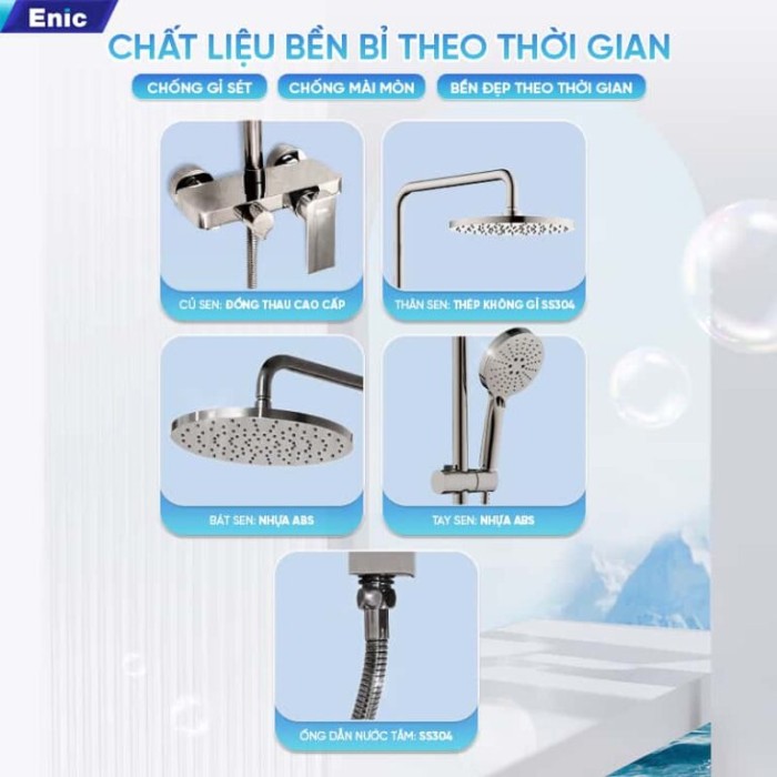 Bộ Vòi Sen Tắm Đứng Cao Cấp Enic S23 Chính Hãng - Chất Lượng Đảm Bảo, Giá Tốt